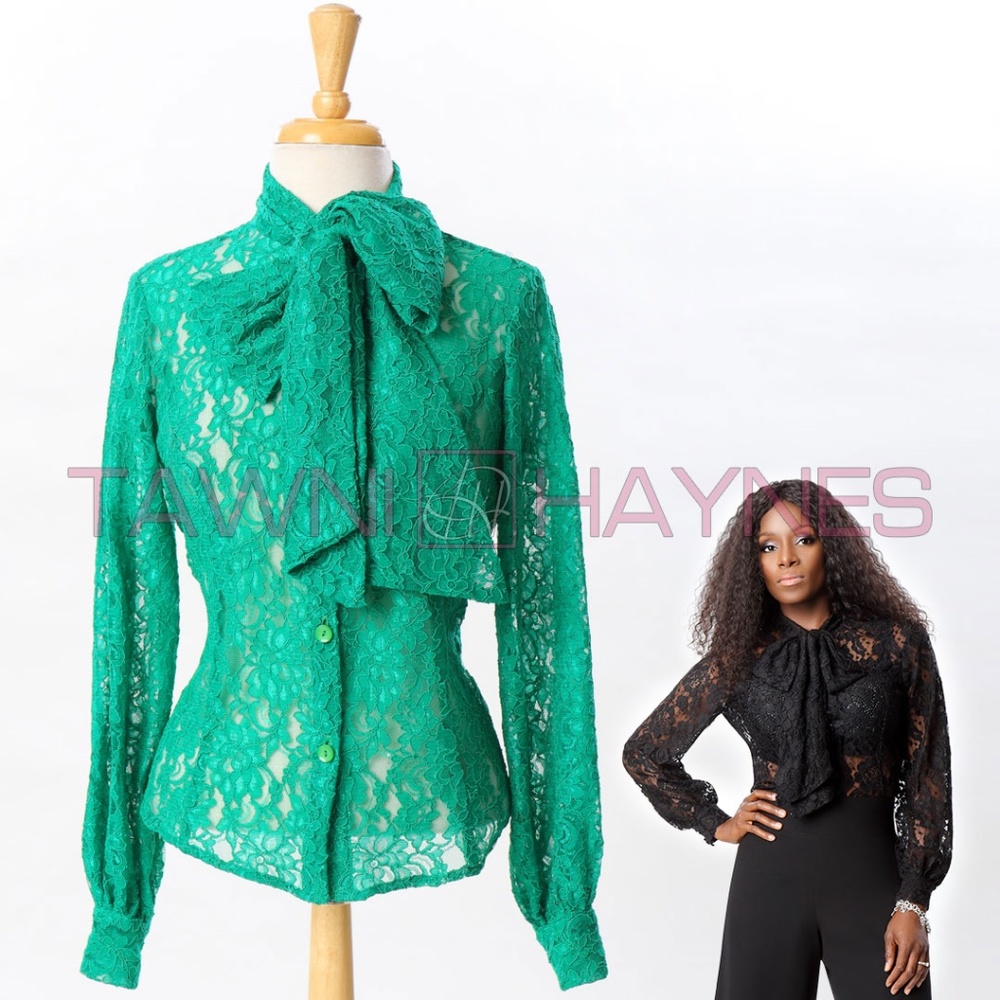 Long Sleeve Lace Bow Blouse